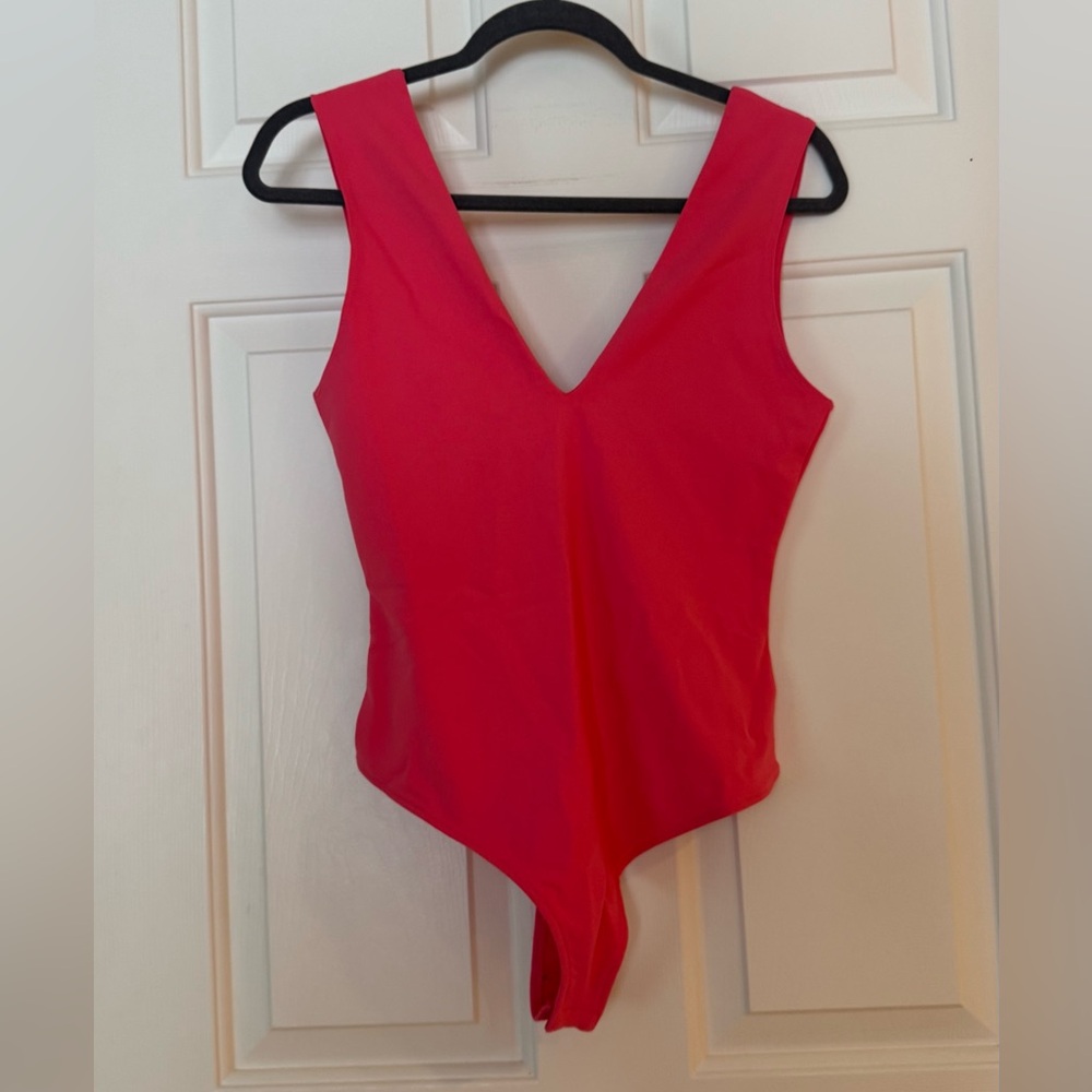 Free People V Neck Electropop Bodysuit, Medium